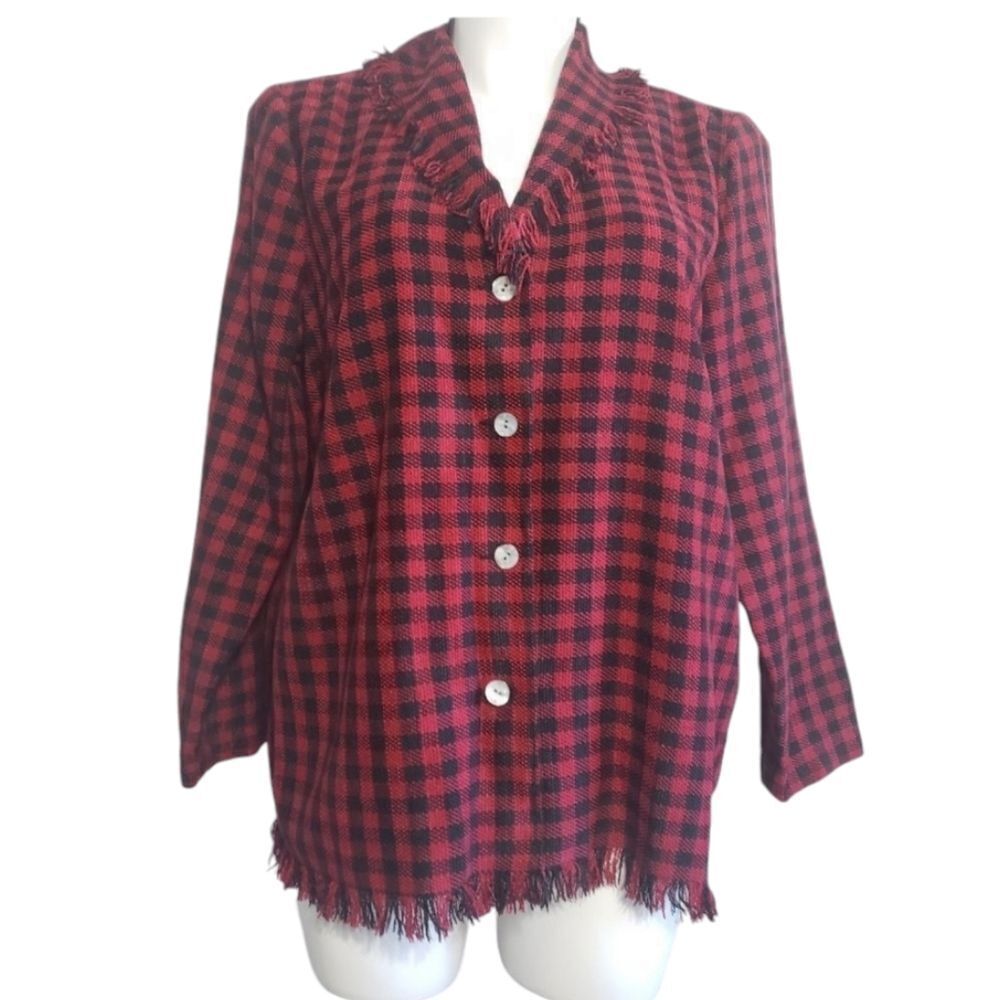 Stonebridge jacket vintage  gingham black & red western Equestrian chore 1X